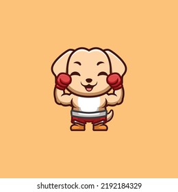 Retriever Boxer Cute Creative Kawaii Cartoon Mascot Logo