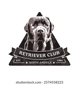 Retriever Club Logo Vector. Vintage Dog Illustration