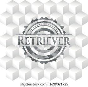 Retriever grey emblem with cube white background