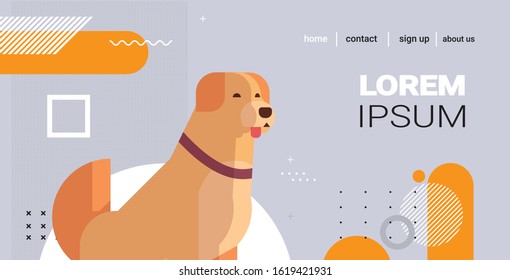 retriever icon cute dog labrador furry human friend home pet cartoon animal horizontal copy space vector illustration