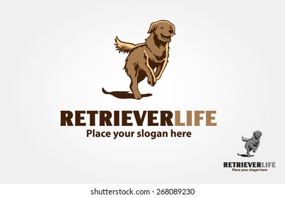 Retriever Life Vector Logo Illustration. This is an illustrative logo, the basic of the concept is a running retriever, it's try to symbolize a retriever life. 