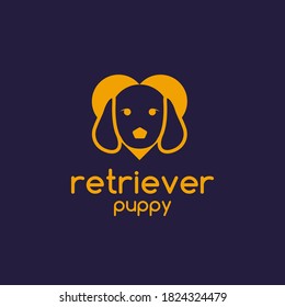 Retriever logo, dog logo, animal design, cute puppy concept, retriever puppy logo, lovely dog design
