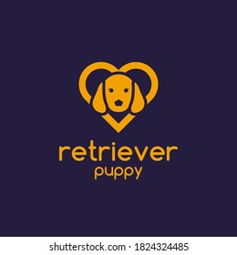 Retriever logo, dog logo, animal design, cute puppy concept, retriever puppy logo, lovely dog design