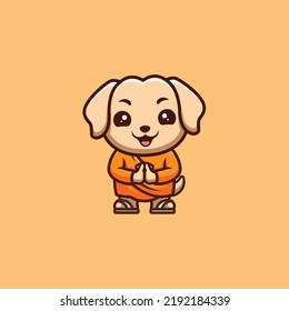 Retriever Monk Cute Creative Kawaii Cartoon Mascot Logo