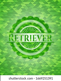 Retriever realistic green mosaic emblem. Vector Illustration. Detailed.