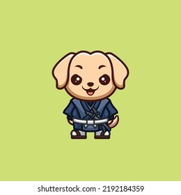 Retriever Samurai Cute Creative Kawaii Cartoon Mascot Logo
