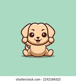 Retriever Sitting Excited Cute Creative Kawaii Cartoon Mascot Logo