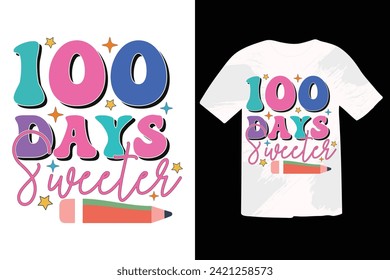 Retro 100 Days of School T shirt Design