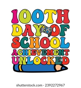 Retro 100 Days Of School T-shirt Design
