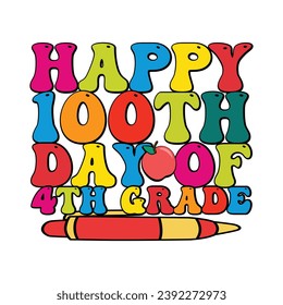 Retro 100 Days Of School T-shirt Design
