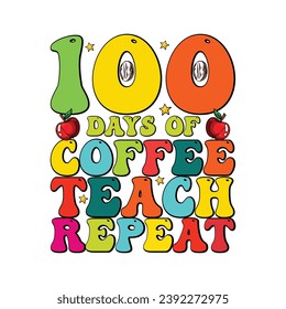 Retro 100 Days Of School T-shirt Design
