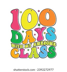 Retro 100 Days Of School T-shirt Design
