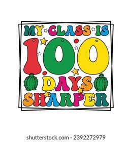 Retro 100 Days Of School T-shirt Design
