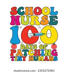 Retro 100 Days Of School T-shirt Design
