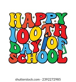 Retro 100 Days Of School T-shirt Design
