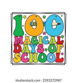 Retro 100 Days Of School T-shirt Design
