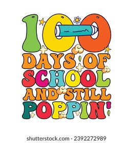 Retro 100 Days Of School T-shirt Design
