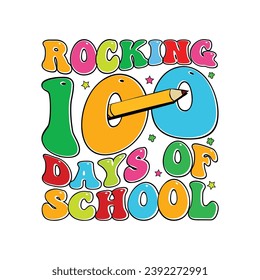 Retro 100 Days Of School T-shirt Design
