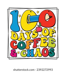 Retro 100 Days Of School T-shirt Design
