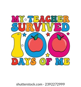 Retro 100 Days Of School T-shirt Design
