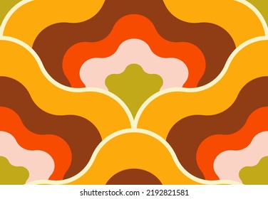 Retro 1670s Style Floral Design. Vector Seamless Pattern Repeat With Stylized Flowers In A Retro Color Palette.