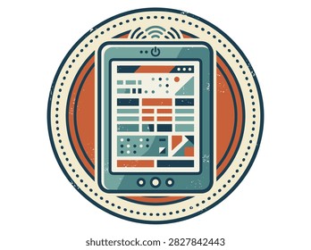 Retro 1941 Style Digital Tablet Illustration with Vintage Badge Design