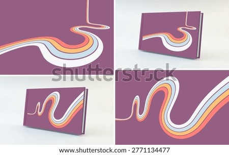 A retro 1970s-style background. Colorful lines. Abstract, dynamic curved ribbons. Cover design template. Vector illustration for brochure, planner, notebook or notepad.