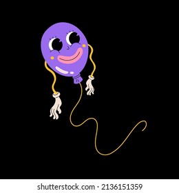 Retro 30s cartoon and comics character face. Traditional vintage balloon illustration on black background