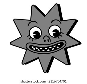 Retro 30s cartoon and comics characters face. Traditional mascot emotions stickers. Vintage star for trending illustration.