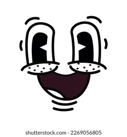 Retro 30s cartoon mascot character funny faces. 50s, 60s old animation eyes and mouths elements. Vintage character creator for trending illustration. Vintage comic face for logo vector