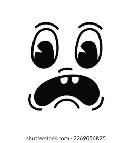 Retro 30s cartoon mascot character funny faces. 50s, 60s old animation eyes and mouths elements. Vintage character creator for trending illustration. Vintage comic face for logo vector