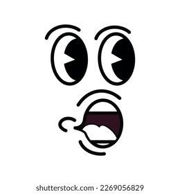 Retro 30s cartoon mascot character funny faces. 50s, 60s old animation eyes and mouths elements. Vintage character creator for trending illustration. Vintage comic face for logo vector