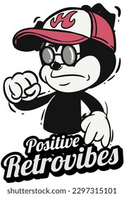 Retro 30s cartoon mascot characters with simple color. 50s, 60s old animation. Vintage comic animal for Logo and icon mascot