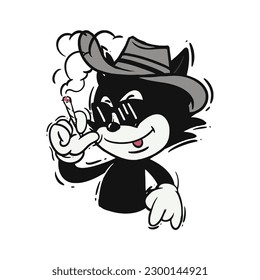 Retro 30s cartoon mascot characters with simple color. 50s, 60s old animation. Vintage comic animal for Logo and icon mascot