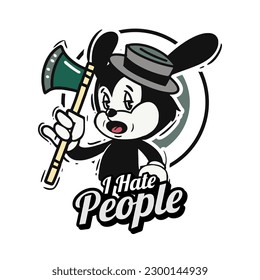 Retro 30s cartoon mascot characters with simple color. 50s, 60s old animation. Vintage comic animal for Logo and icon mascot