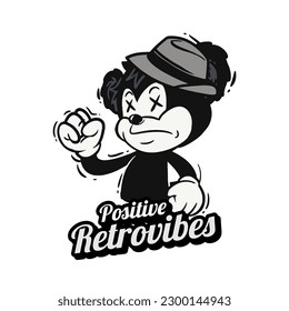 Retro 30s cartoon mascot characters with simple color. 50s, 60s old animation. Vintage comic animal for Logo and icon mascot