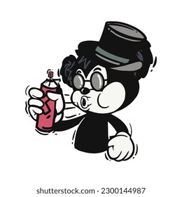 Retro 30s cartoon mascot characters with simple color. 50s, 60s old animation. Vintage comic animal for Logo and icon mascot