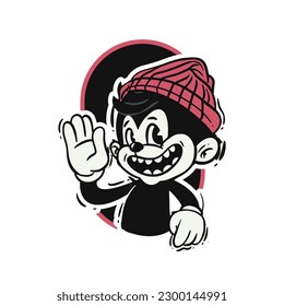 Retro 30s cartoon mascot characters with simple color. 50s, 60s old animation. Vintage comic animal for Logo and icon mascot
