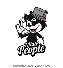 Retro 30s cartoon mascot characters with simple color. 50s, 60s old animation. Vintage comic animal for Logo and icon mascot