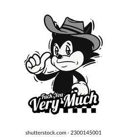 Retro 30s cartoon mascot characters with simple color. 50s, 60s old animation. Vintage comic animal for Logo and icon mascot