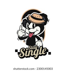 Retro 30s cartoon mascot characters with simple color. 50s, 60s old animation. Vintage comic animal for Logo and icon mascot