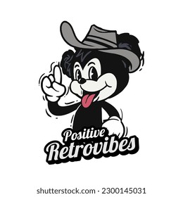 Retro 30s cartoon mascot characters with simple color. 50s, 60s old animation. Vintage comic animal for Logo and icon mascot