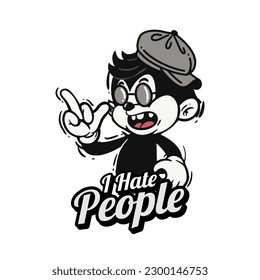 Retro 30s cartoon mascot characters with simple color. 50s, 60s old animation. Vintage comic animal for Logo and icon mascot