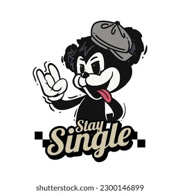 Retro 30s cartoon mascot characters with simple color. 50s, 60s old animation. Vintage comic animal for Logo and icon mascot