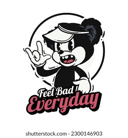 Retro 30s cartoon mascot characters with simple color. 50s, 60s old animation. Vintage comic animal for Logo and icon mascot