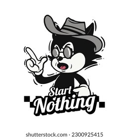 Retro 30s cartoon mascot characters with simple color. 50s, 60s old animation. Vintage comic animal for Logo and icon mascot