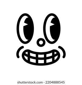 Retro 30s face. Surprised character. Minimalistic graphic element for website in old style. Creativity and art, cinema of 20th century. Feelings, facial expressions. Cartoon flat vector illustration