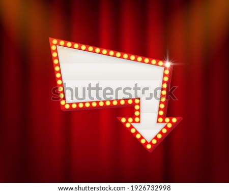 Retro 3d advertising with retro lightbox on background for banner design. Vector design banner. Vector stage.