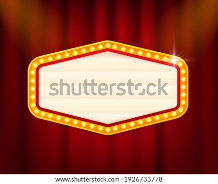 Retro 3d advertising with retro lightbox on background for banner design. Vector design banner. Vector stage.
