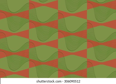 Retro 3D brown and green wavy.Abstract layered pattern. Bright colored background with realistic shadow and thee dimensional effect.